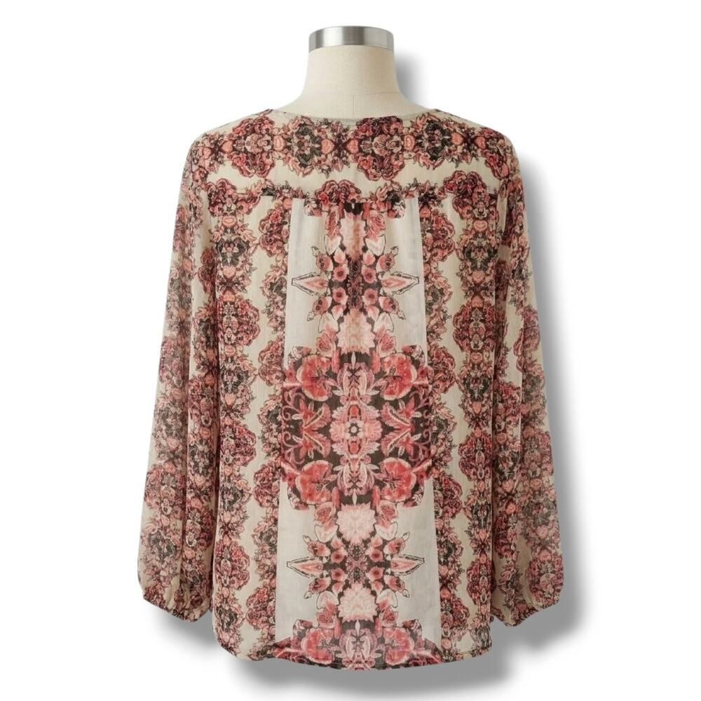 Style & Co Women’s Floral Semi-Sheer Button Front Blouse - Small - Picture 2 of 7